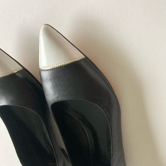 Truth or Dare by Madonna Black Leather White Patent Leather Cap Toe Flats size 8 - Picture 8 of 15